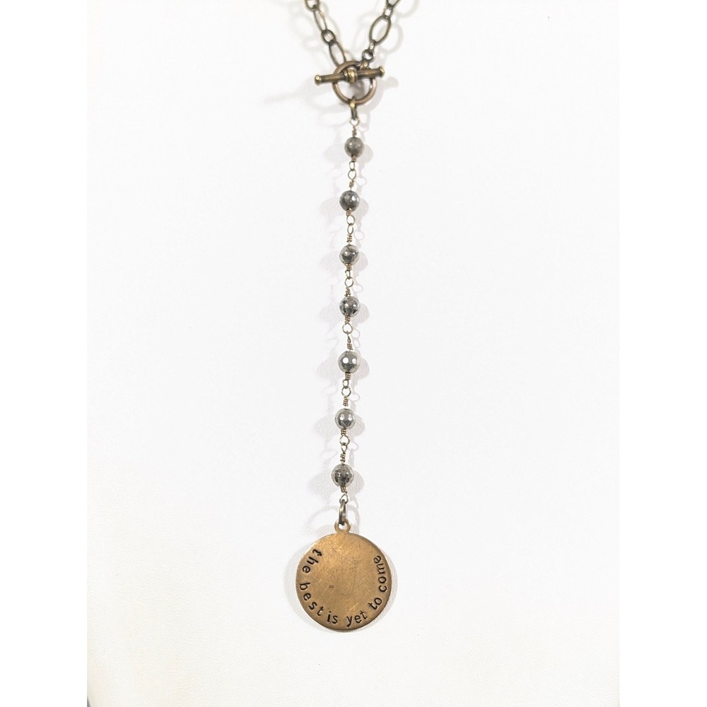 The Best Is Yet To Come Y Drop Necklace Bronze Tone Inspirational Boho 34"‎